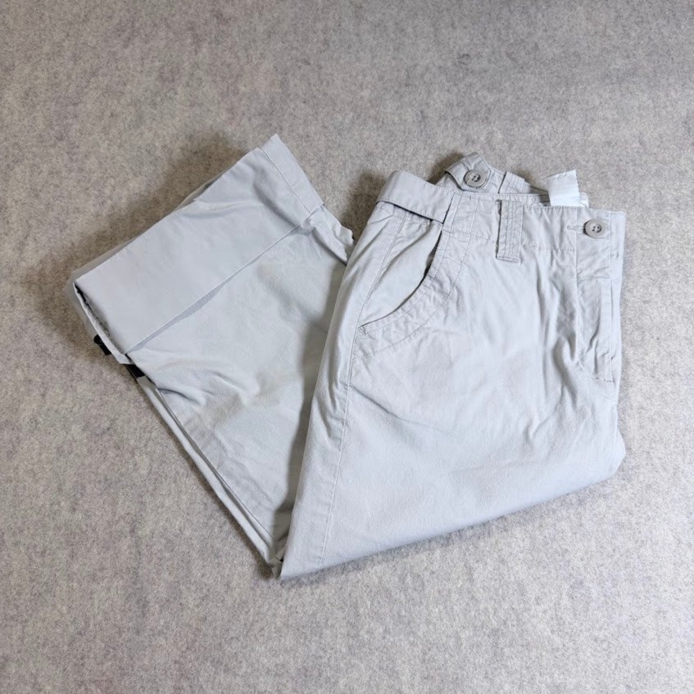 Talbots Capri Pants Womens 4P Gray Cotton Stretch Cropped Cuffed Classic Coastal